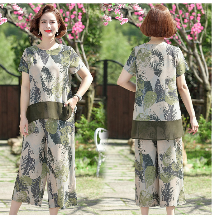 Bộ Đồ Hoa Mùa Hè Mềm Đẹp Cho Mẹ AB49 - Hàng Quảng Châu Cao Cấp