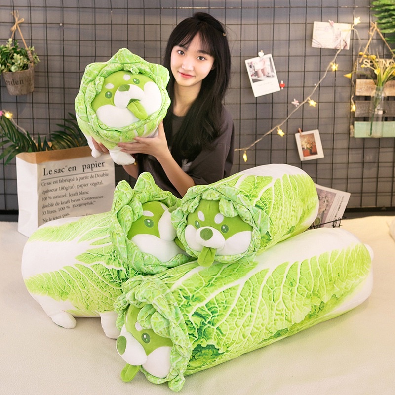 Gấu bông chó bắp cải – Quà tặng thú nhồi bông Shiba Inu Vegetable Fairy siêu dễ thương – Size 30 cm – Gối ôm cho bé ngủ ngon