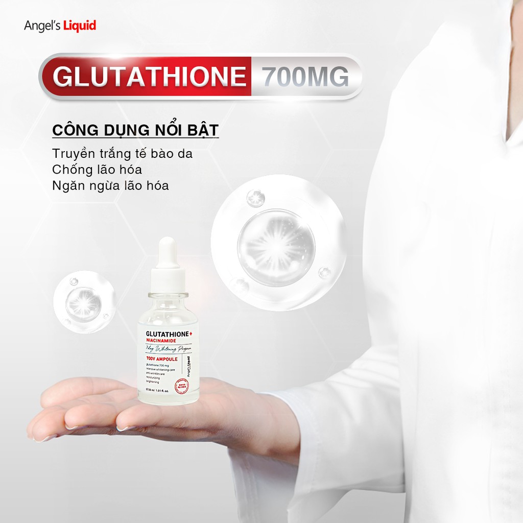 Combo Huyết thanh, Kem Dưỡng Mờ Nám, Dưỡng Sáng Da Angel Liquid Glutathione Plus Niacinamide 700V