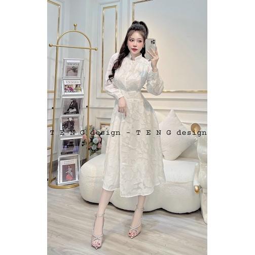 VÁY HOA RẬP DÁNG DÀI TIỂU THƯ - hàng thiết kế cao cấp