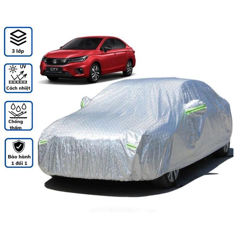 Bạt Phủ Xe Ô Tô, Bạt Phủ Xe Hơi, Áo Trùm Che Phủ Xe Hơi Nhôm Bạc 5 Chỗ, 3 Lớp Chống Nóng Mưa Xước Sơn - Bảo Hành Uy Tín