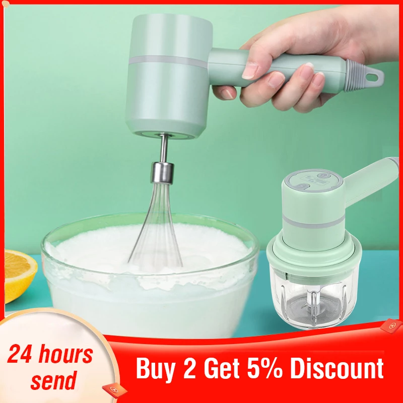 3 Trong 1 Trứng Dụng Cụ Điện Tay Với Dụng Cụ Băm Rau Điện Trứng Be Bếp Đánh Bọt Sữa Que Đánh Trứng Làm Bánh dụng Cụ