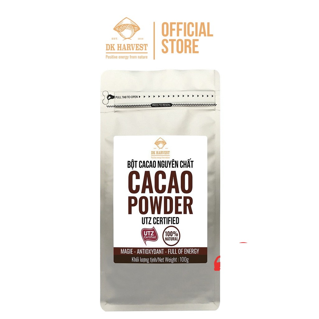 Bột CaCao Nguyên Chất 100% DK Harvest 100g, 200g, 500g