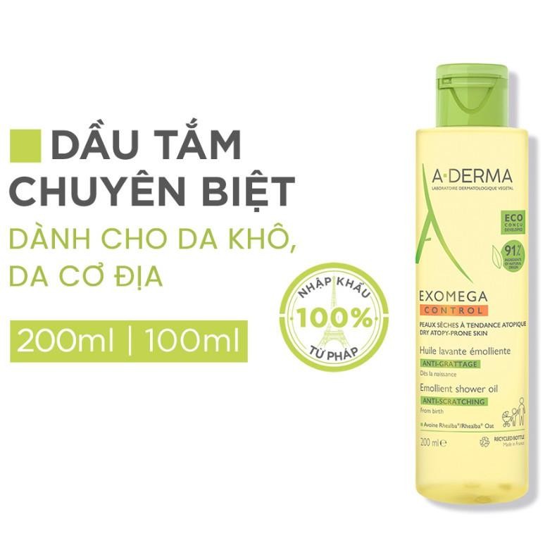 Dầu tắm dành cho da khô, da cơ địa A-Derma Exomega Control Shower Oil 200ML