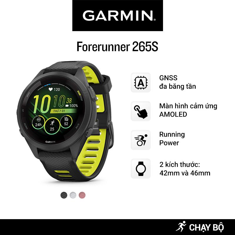 Đồng Hồ Thông Minh Garmin Forerunner 265S Music Wifi GPS (Black/White/Pink) - Hàng Chính Hãng