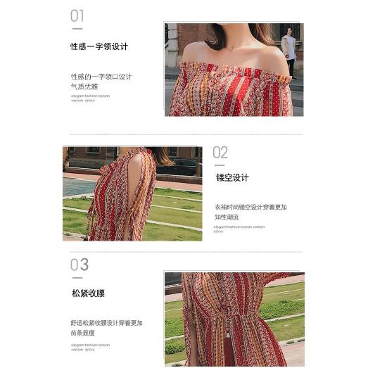 ĐẦM MAXI VÁY MAXI HOẠ TIẾT PHONG CÁCH BOHO TRỄ VAI HÀNG QUẢNG CHÂU