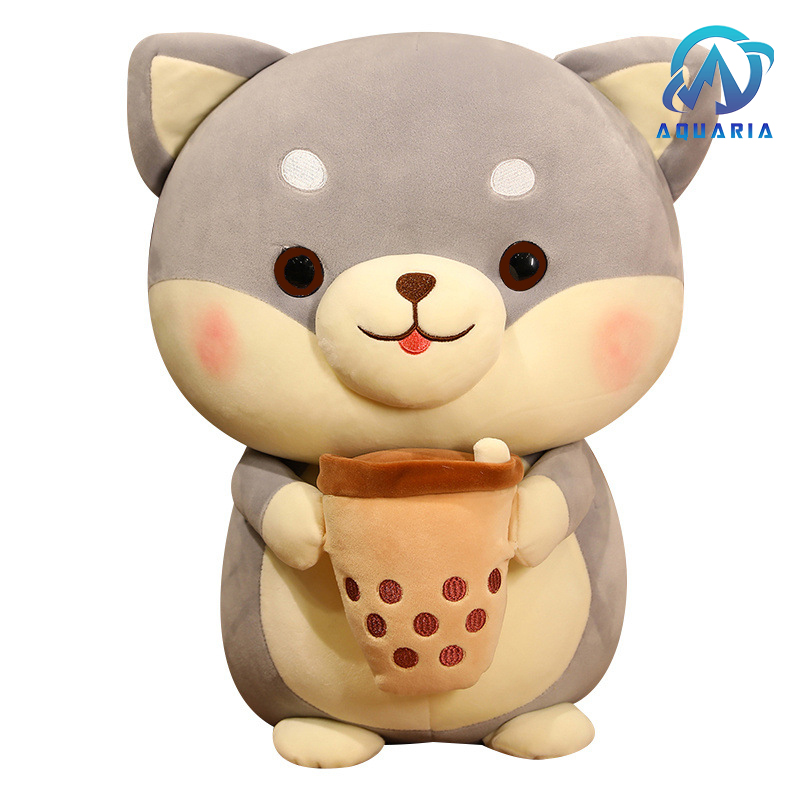 Gấu Bông, Thú Bông Chó Shiba Ôm Trà Sữa Trân Châu 30CM Quà Tặng Cho Các Bé Siêu Đáng Yêu