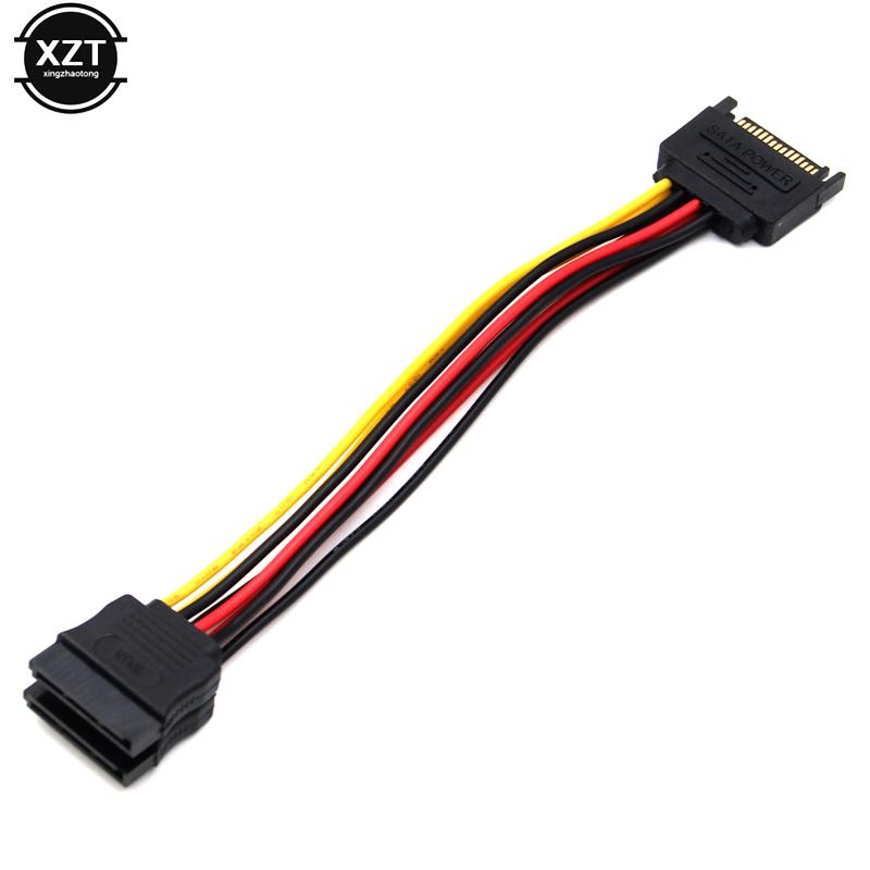 1PCS 90 degree SATA 15-Pin Male to 2 x 15P Female Y 15Pin Power cable HDD Splitter Universal Connector Adapter Power Cable New