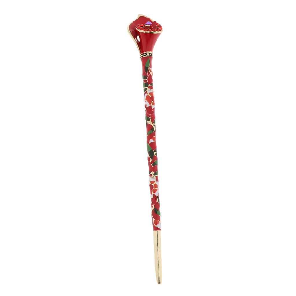 Vintage Hair Stick Hair Decor Hair Pin Metal Hair Chopsticks Red