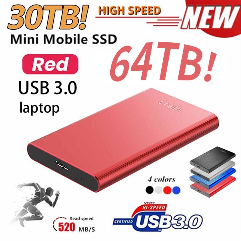 SSD tốc độ cao di động mới của SSD 2TB/4TB/8TB/16TB/30TB Bộ nhớ cứng ổ cứng bên ngoài Bộ nhớ ổ cứng USB 3.0 Bộ nhớ độ cứng Trình độ cứng: 64TB màu xanh lam
