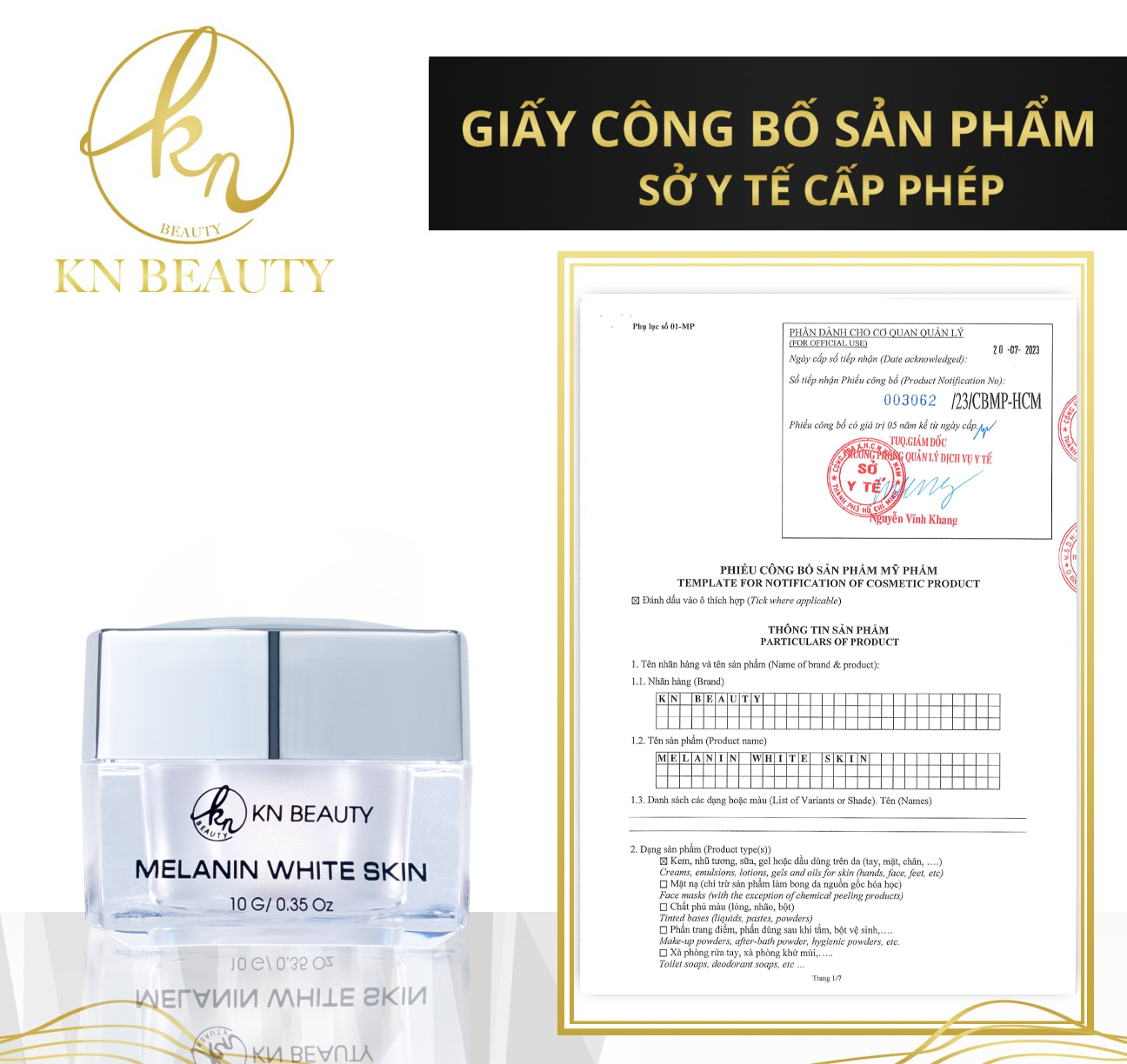 Kem Dưỡng Trắng Ngừa Nám KN Beauty - Melasma White Skin Multifunctional Cream 25g