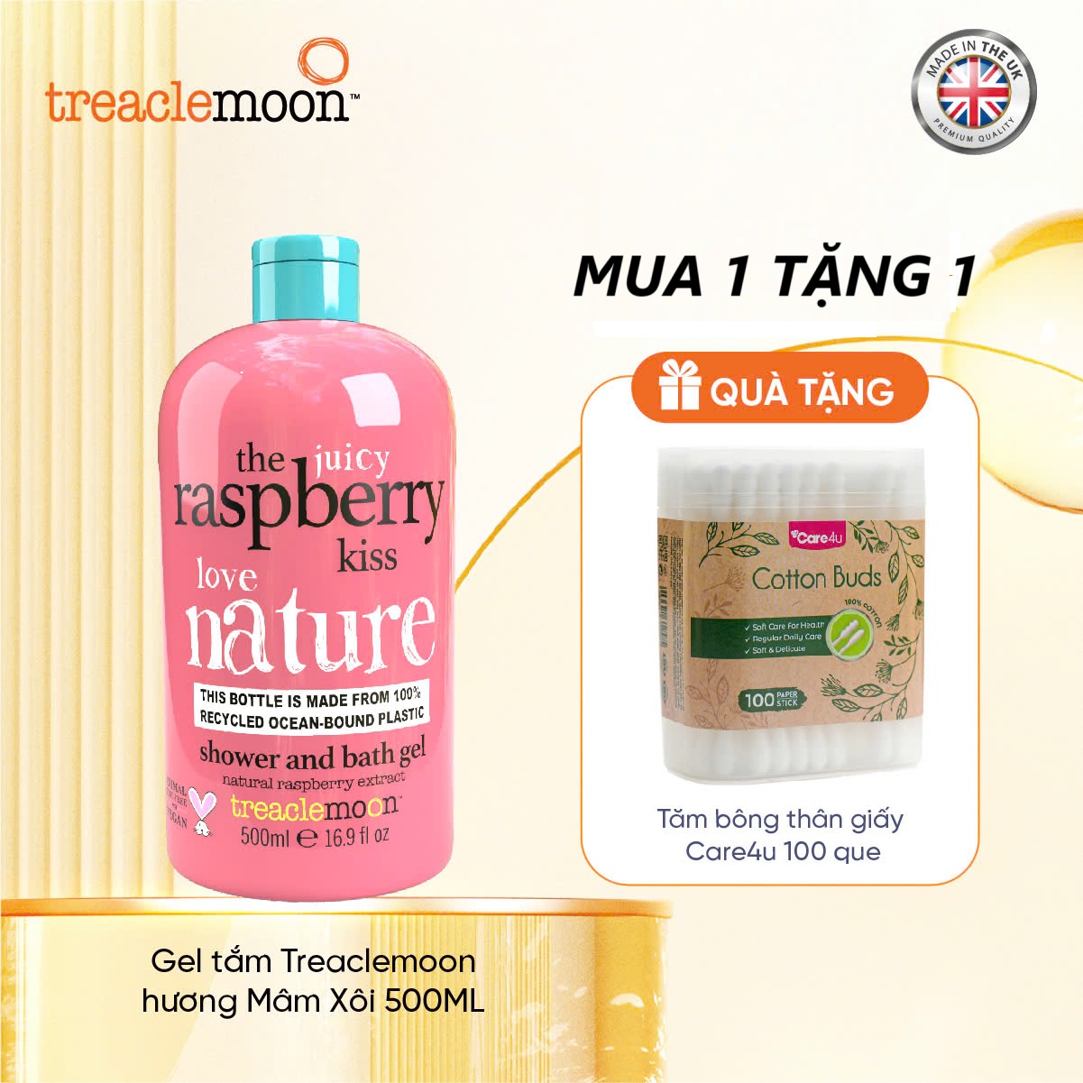 Gel tắm chiết xuất Quả mâm xôi Treaclemoon 500ml