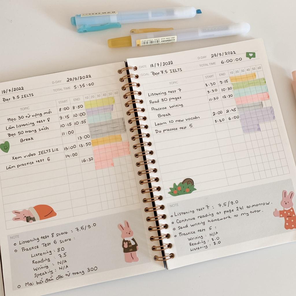 Sổ Study Planner - Study Tracker Lên Kế Hoạch Học Tập - Tối Ưu Hoá Thời Gian và Hiệu Quả - Sổ Học ôn thi / IELTS