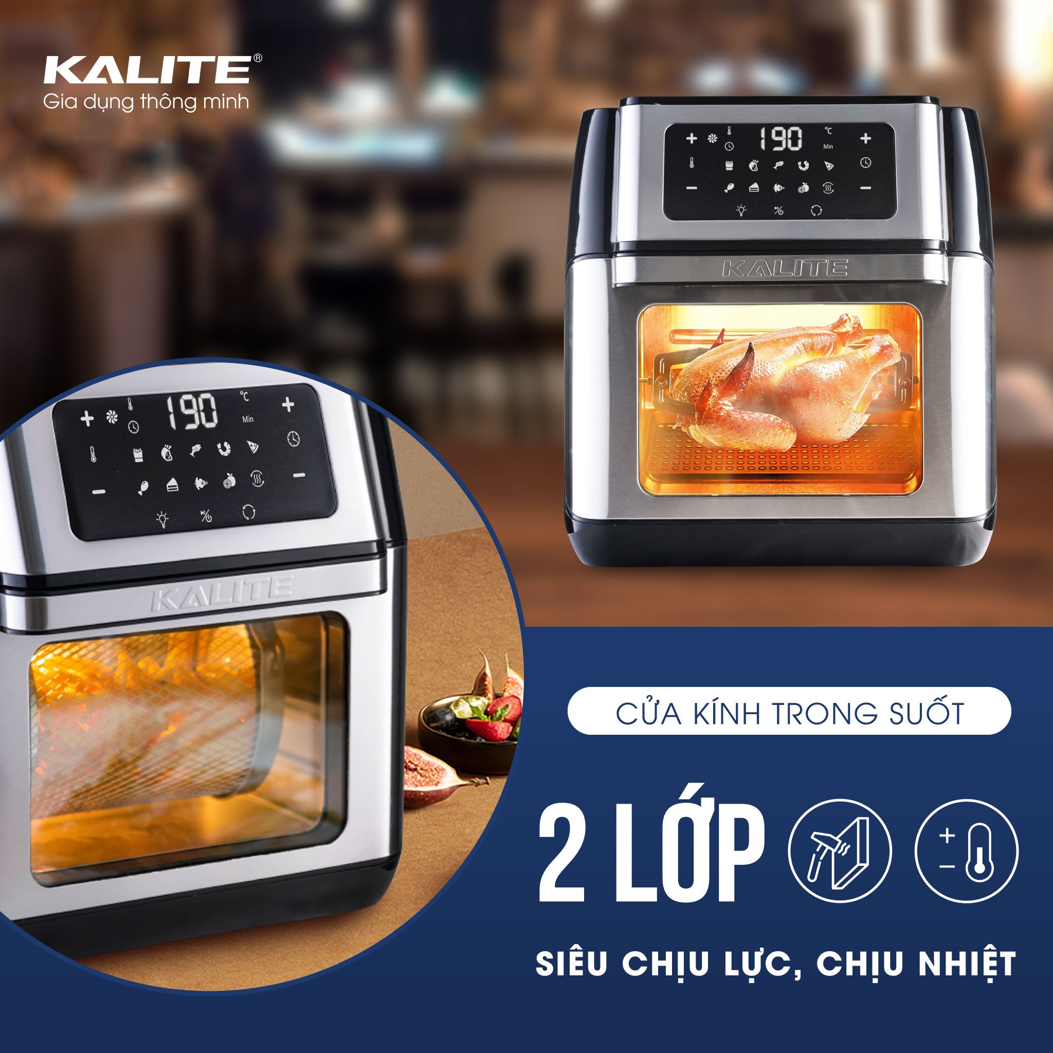 Nồi Chiên Không Dầu KALITE Q10 10L 1800W - Hàng Chính Hãng