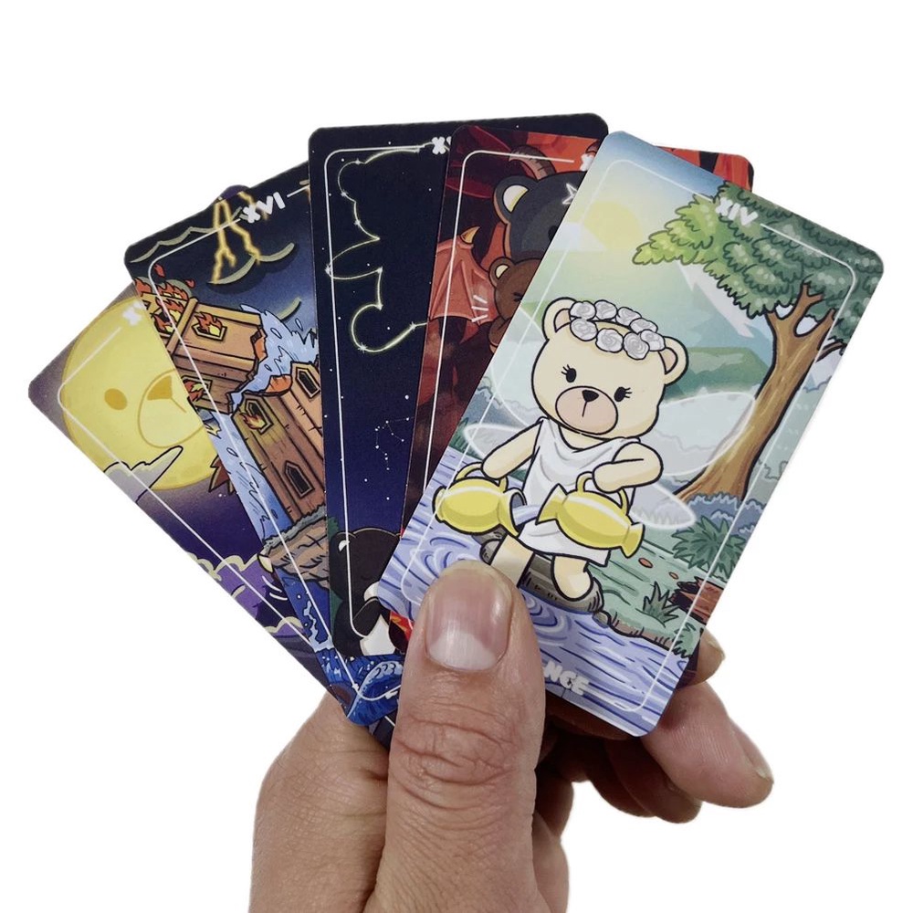 Hình ảnh Bộ Bài Teddy Tarot 79 Thẻ  Mạ Cam Hộp Sắt