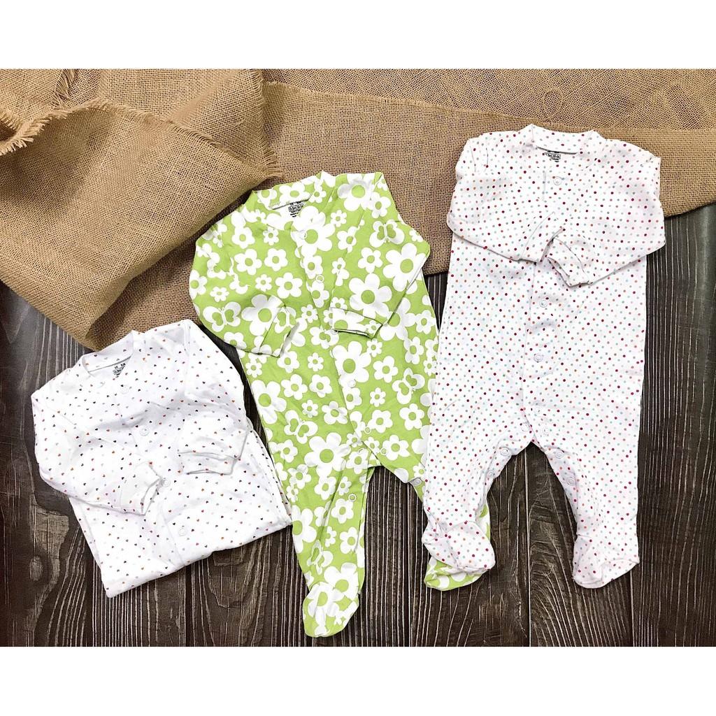 Bộ Bodysuit Dài Tay Cho Bé Trai Và Bé Gái hàng xuất dư xịn 0-9M ngẫu nhiên set 3