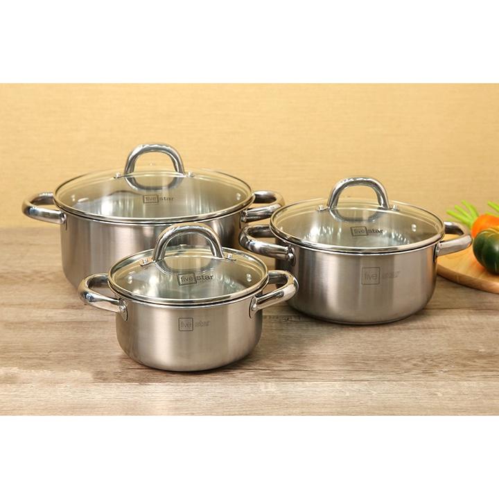 Bộ nồi Inox 430 Fivestar nắp inox FS-B3010