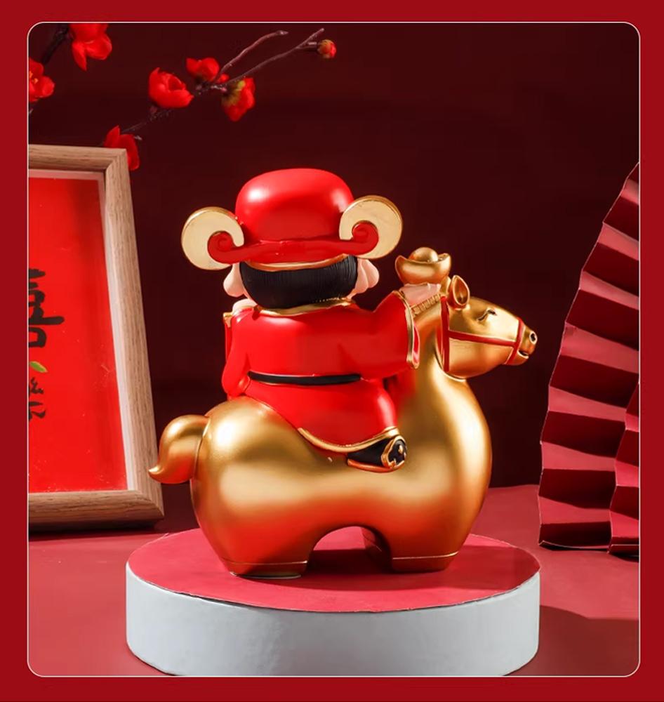 Tượng Thần Tài Cưỡi Ngựa May Mắn - Trang Trí Tết - 17 x 17 x 9 cm - 7082-2