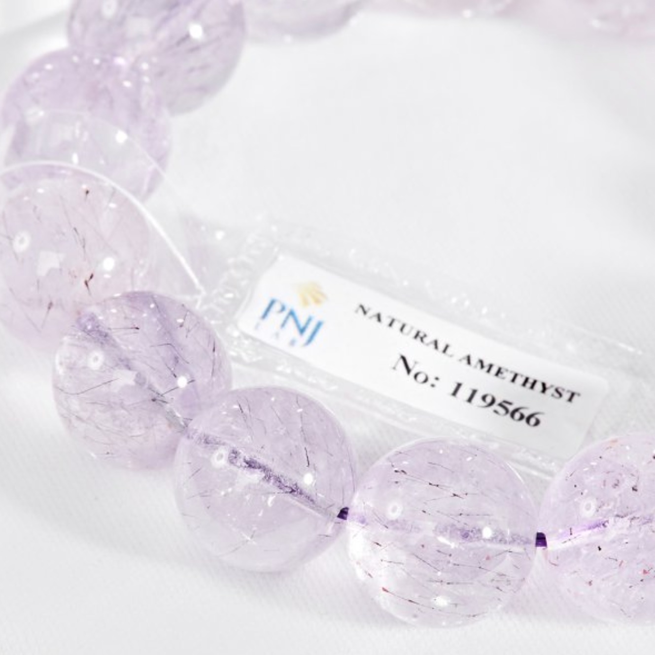 Lắc Tay Thạch Anh Tím Tóc Tím Tự Nhiên 14mm Kèm Giấy Kiểm Định