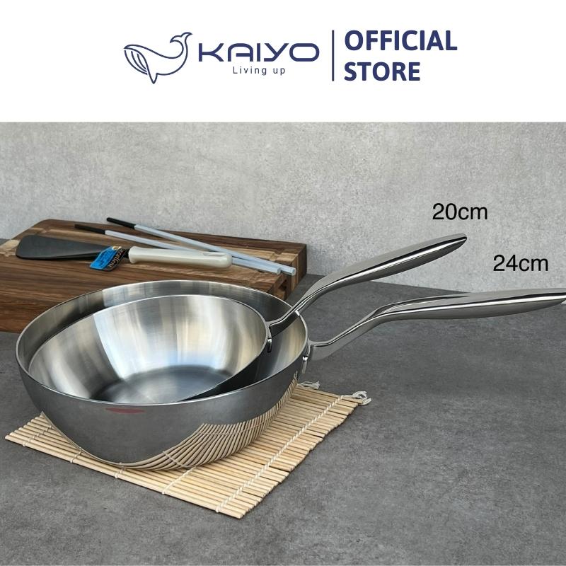 Chảo inox trơn sâu lòng thân đáy liền 3 lớp Tri-Ply Kaiyo, size 24cm