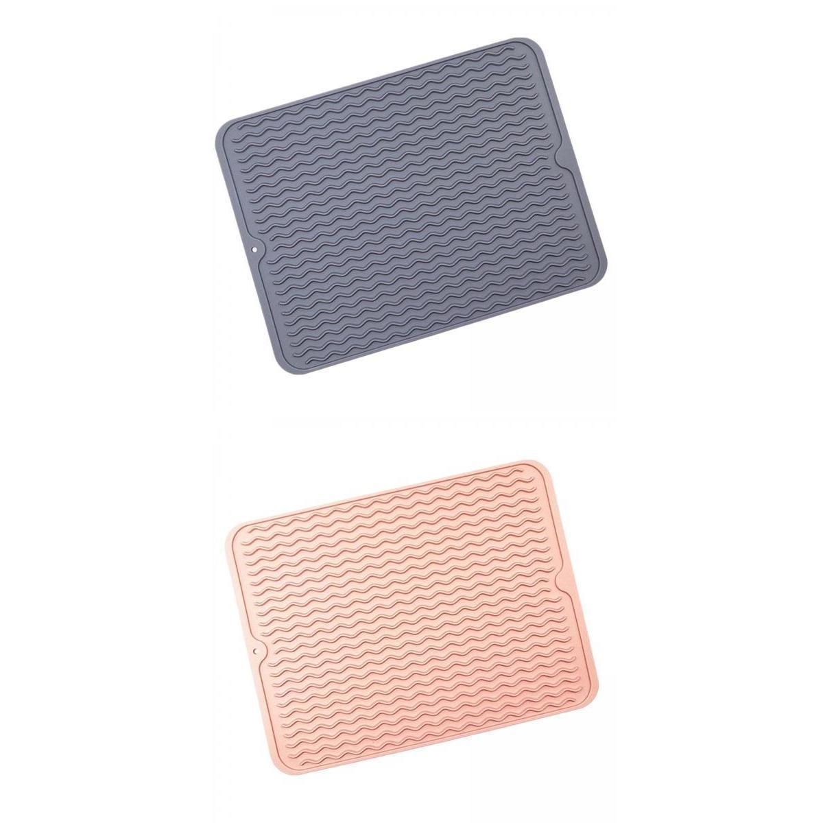 2x Silicone Drain Pad Waterproof Heat Insulation Hot Pot Holder Drying Mat
