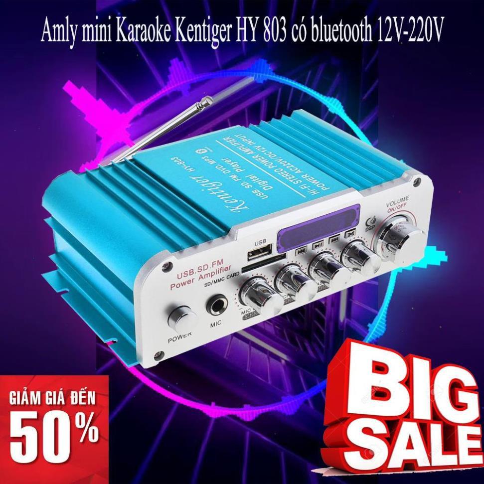 Amly ôtô mini, Ampli 12v karaoke bluetooth, Amply mini, Âm thanh bluetooth, Amly mini Karaoke Kentiger HY 803 z