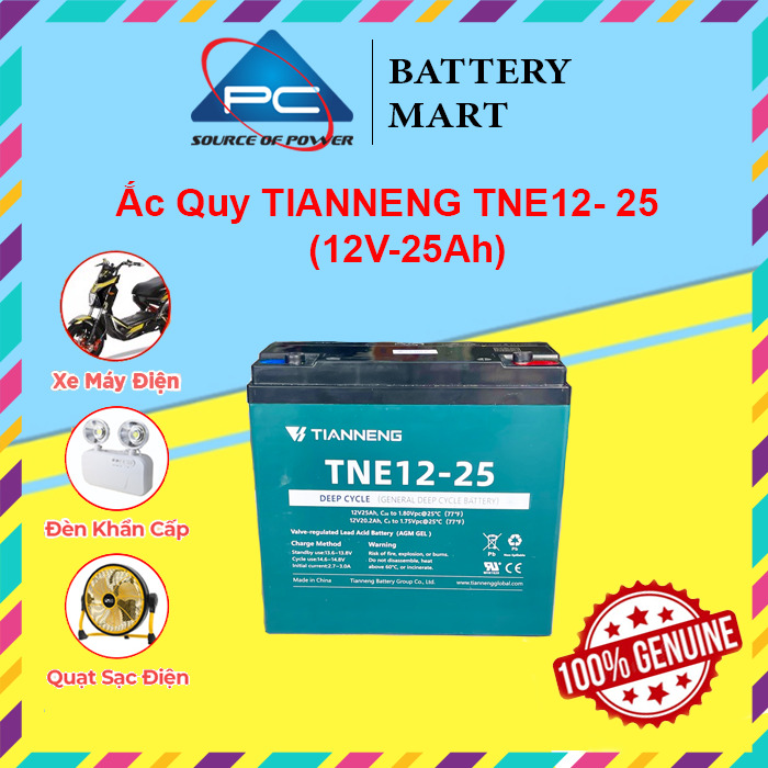 Ắc Quy Xe Máy Điện Thiên Năng TIANNENG TNE12-25 12V-25AH, acquy dùng cho Loa Kéo, Năng Lượng Mặt Trời