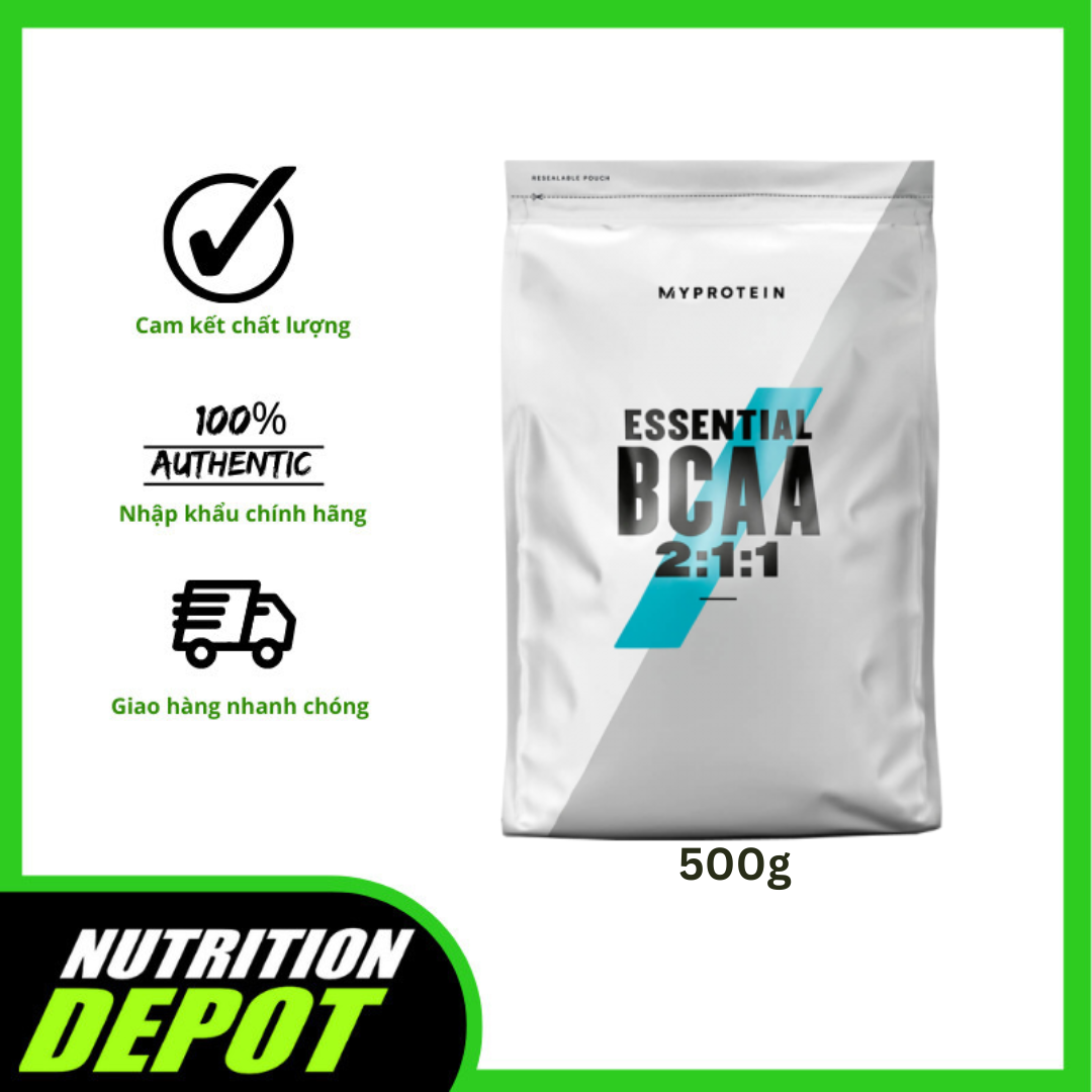 Thực phẩm bổ sung Myprotein Essential BCAA 2:1:1 500g - Phục hồi và phát triển cơ bắp tối ưu - Nutrition Depot Vietnam