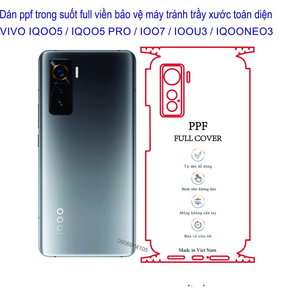 Miếng Dán PPF Full viền dành cho VIVO IQOO5 / IQOO 5PRO / IQOO7 / IQOOU3 / IQOO NEO3 Bảo vệ máy tránh trầy xước 