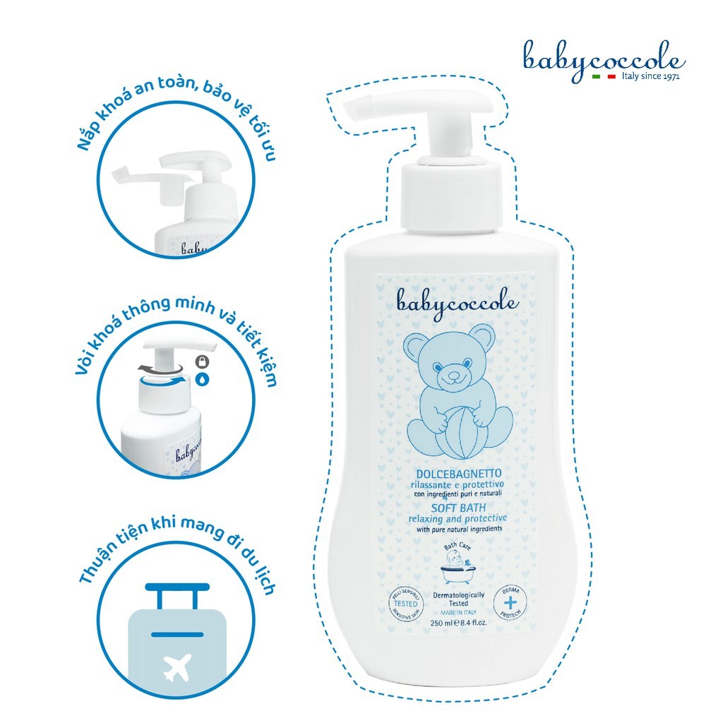 Sữa tắm giữ ẩm cho bé Babycoccole 0M+ chiết xuất hoa sen 250ml-400ml