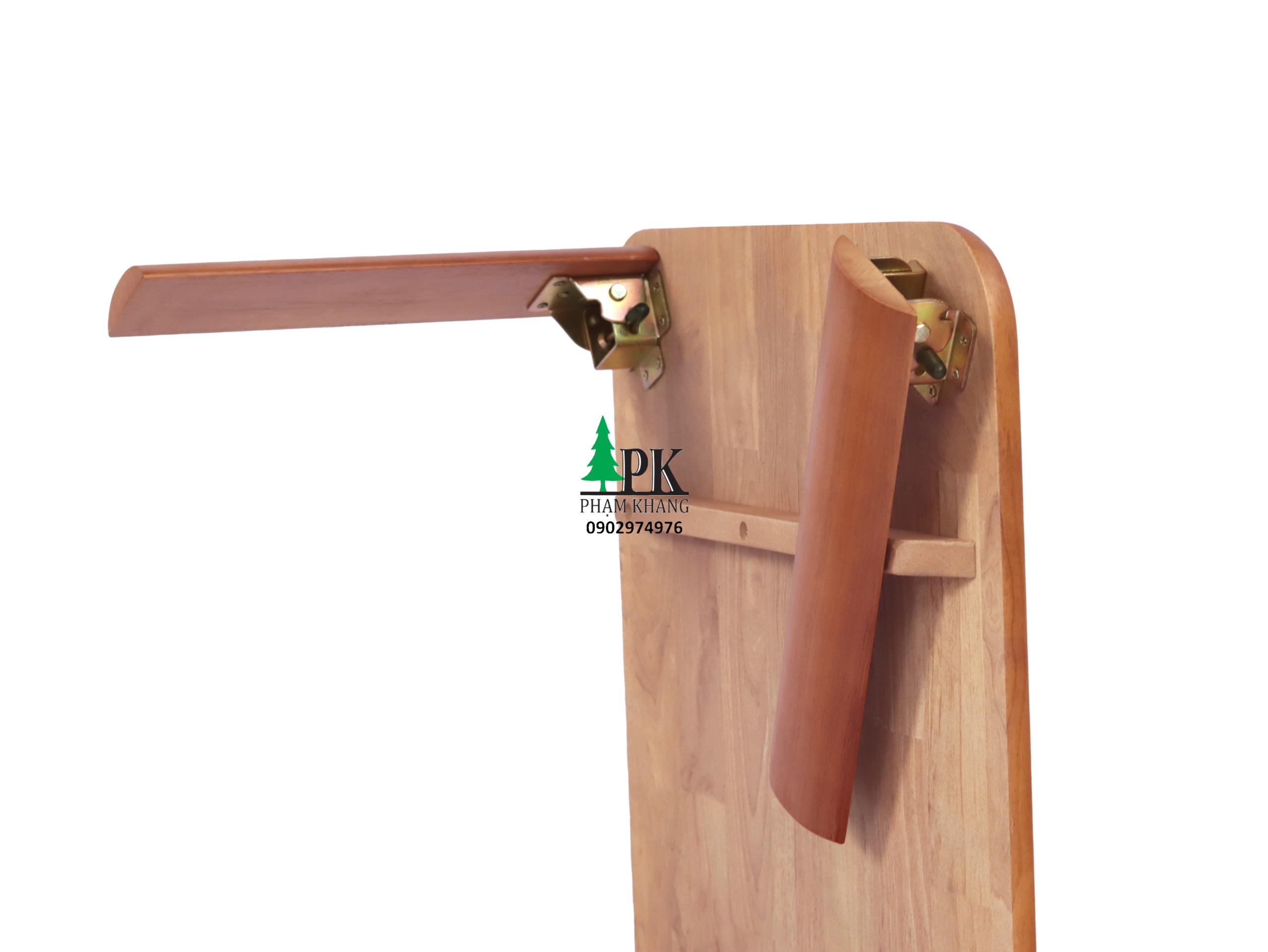 Bàn gỗ xếp chân bánh mì Phạm Khang - Gỗ cao su tự nhiên màu Gỗ Tự Nhiên/ Vàng Cherry - Kích thước 50 x 70 cm