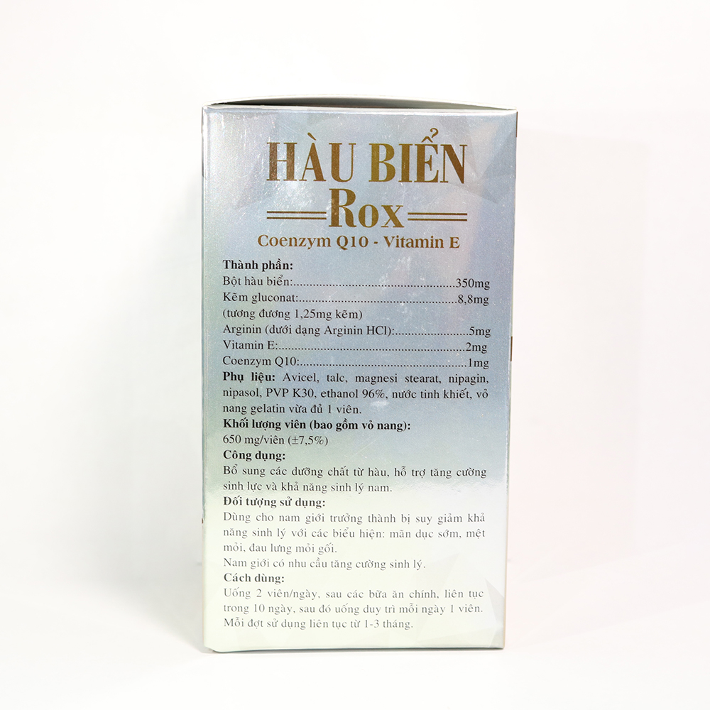 Tinh Chất Hàu Biển ROX tăng cường sinh lý nam giới, bổ thận, tráng dương, tăng ham muốn, kéo dài thời gian - Hộp 30 viên thành phần Hàu biển, Kẽm, Arginin, Coenzym Q10, Vitamin E