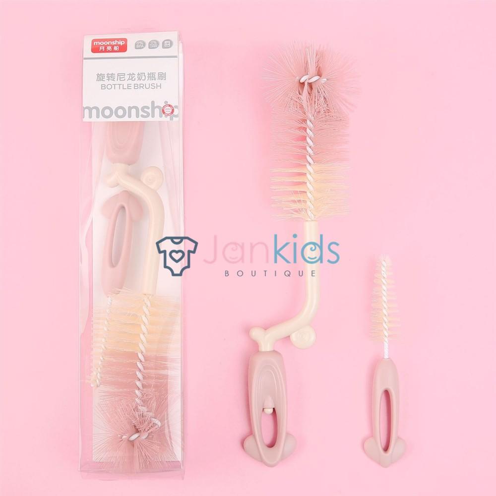 Bộ cọ rửa bình sữa và núm ti Moonship 2 chi tiết - Hàng chính hãng