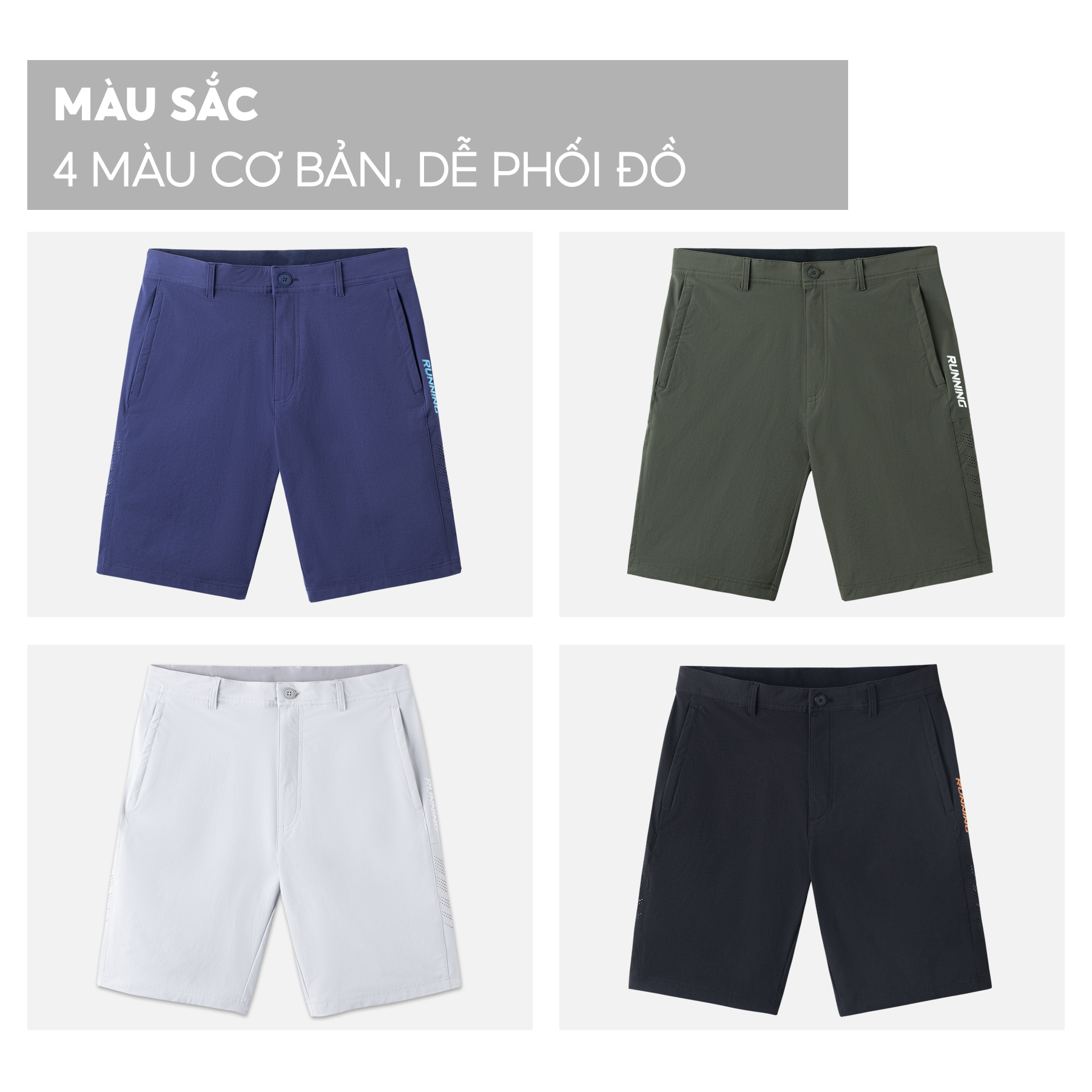 Quần Short Thể Thao Nam 5S RUNNING, Thoáng Khí, Nhẹ, Thiết Kế Cúc Cài Lịch Sự, Đục Lỗ Khỏe Khoắn (QST23001)