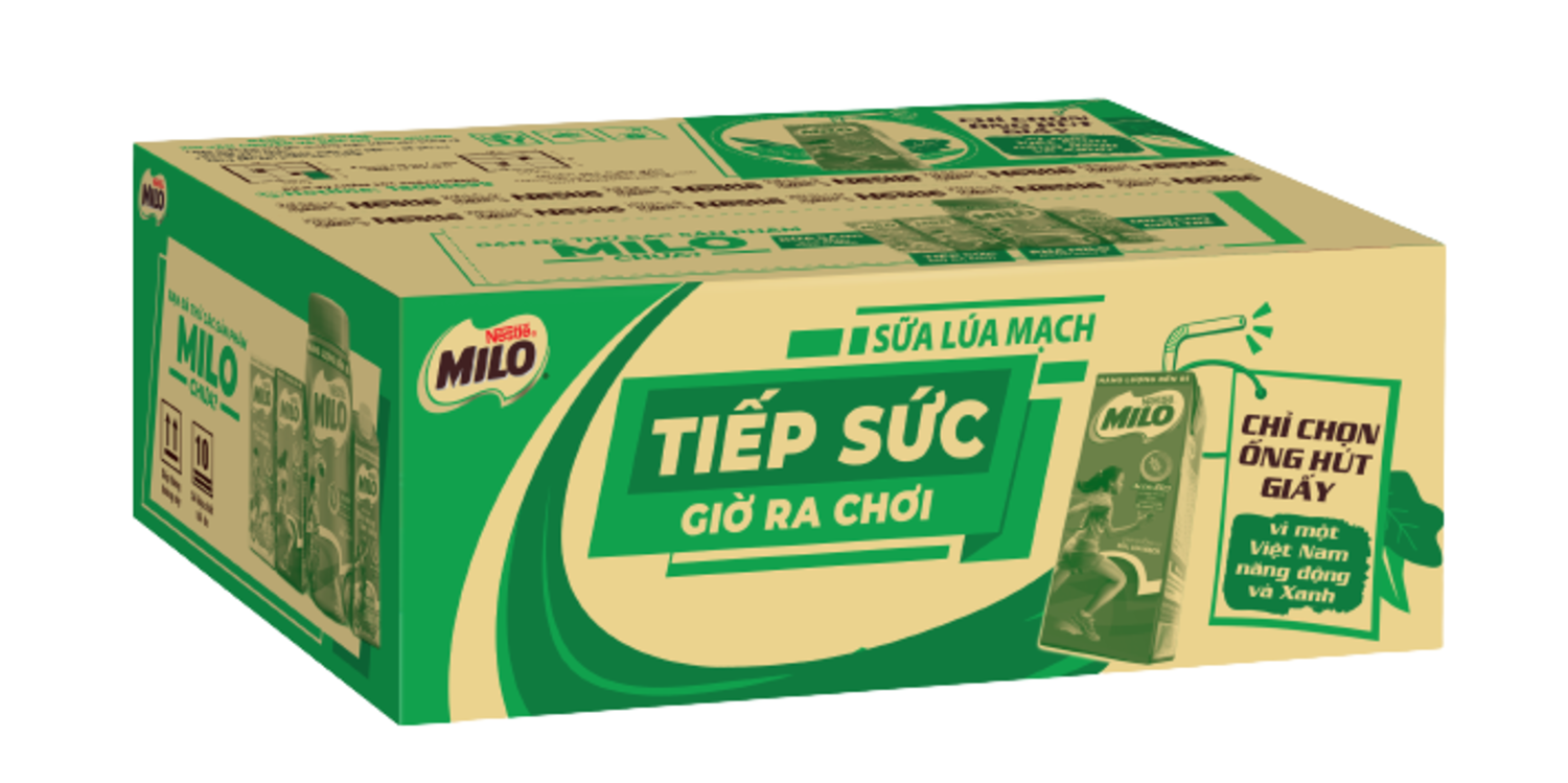 Thùng sữa lúa mạch Nestlé Milo (48 hộp x 180ml) [Tặng 1 túi đeo chéo - Giao mẫu ngẫu nhiên]