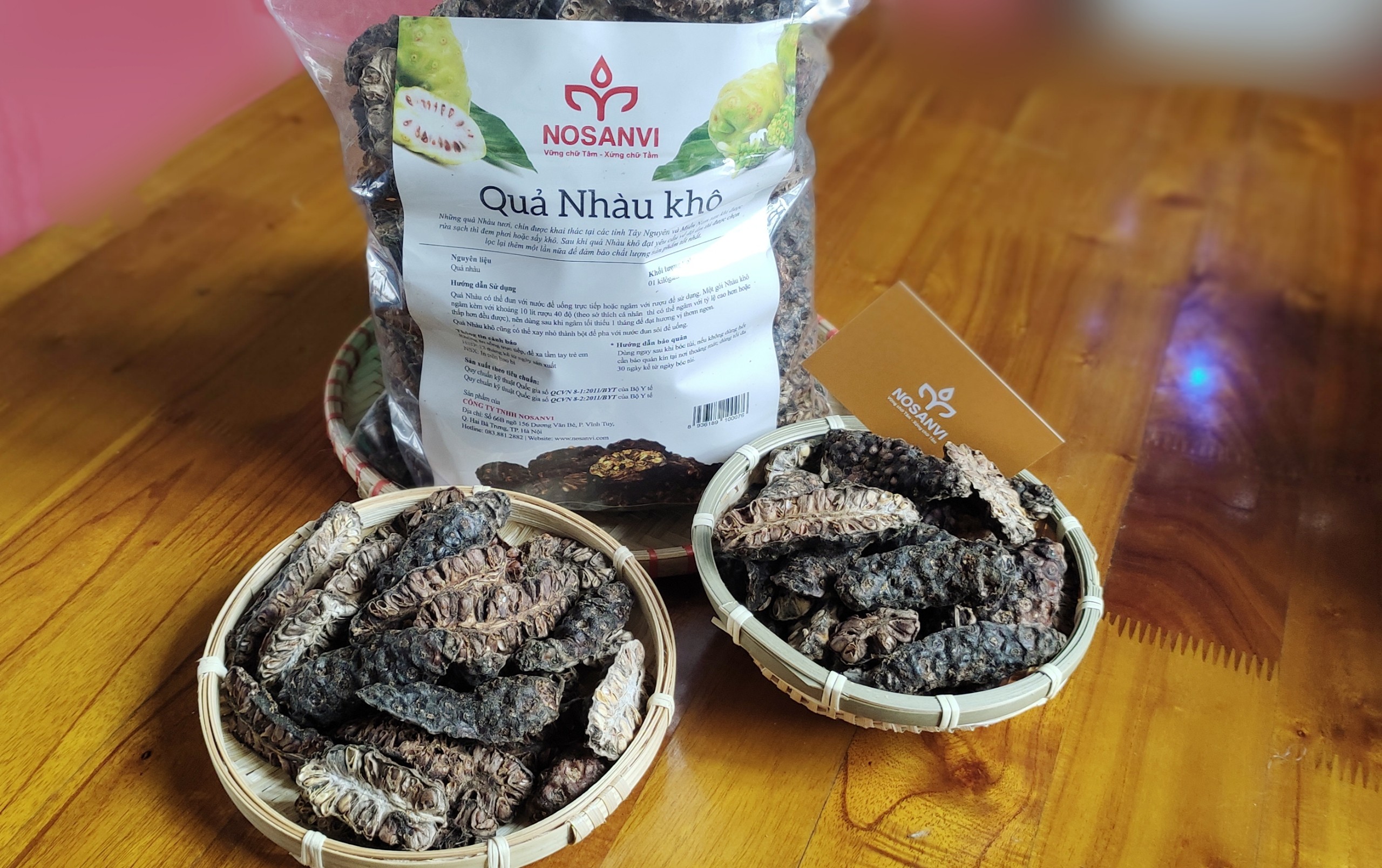 Trái Nhàu Khô (Noni Dry) NOSANVI combo 3kg (3 túi) Đẫ được Kiểm nghiệm và công bố đủ điều kiện an toàn vệ sinh thực phẩm