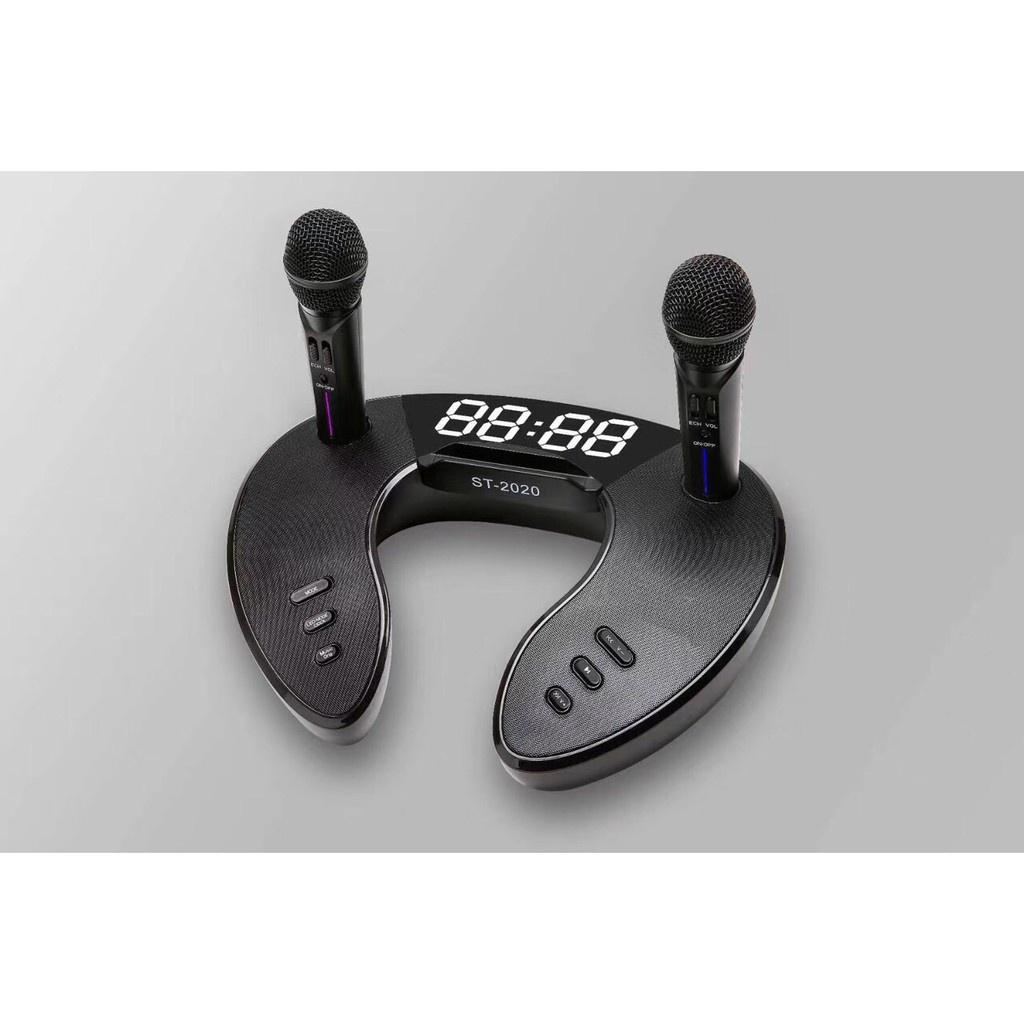 LOA BLUETOOTH ST-2020 Không Dây Tặng 2 Micro Hát Karaoke ST2020 Bass Trầm Cực Chuẩn Phòng Thu