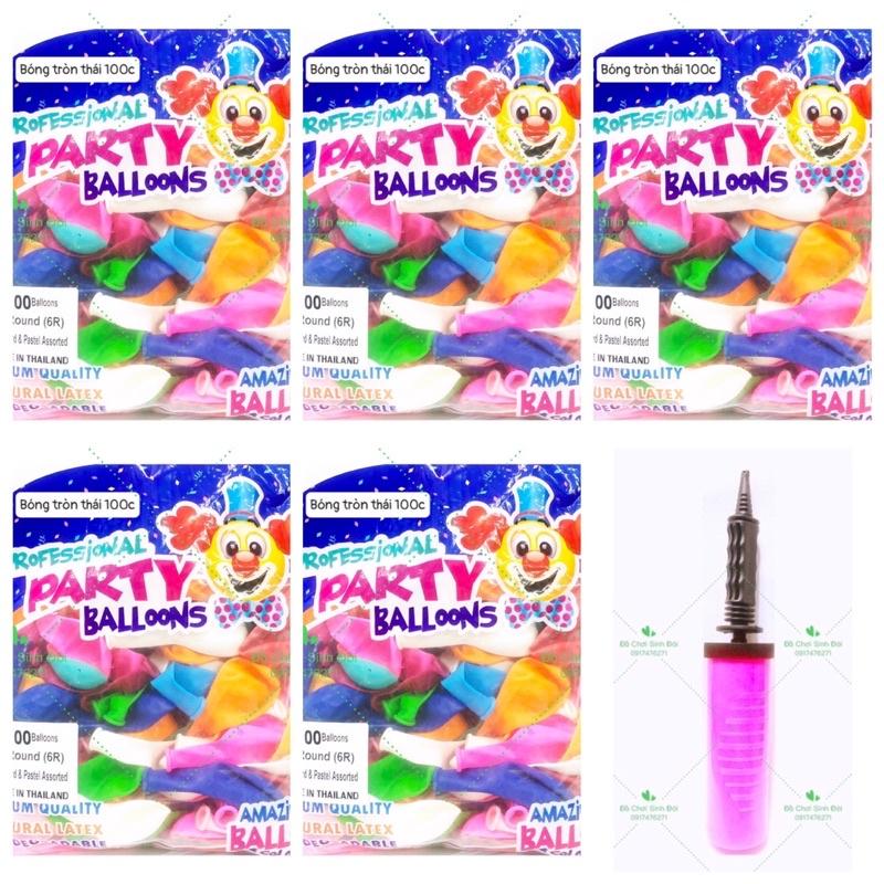 Bong bóng thái tròn nhỏ - combo 500 cái và ống bơm
