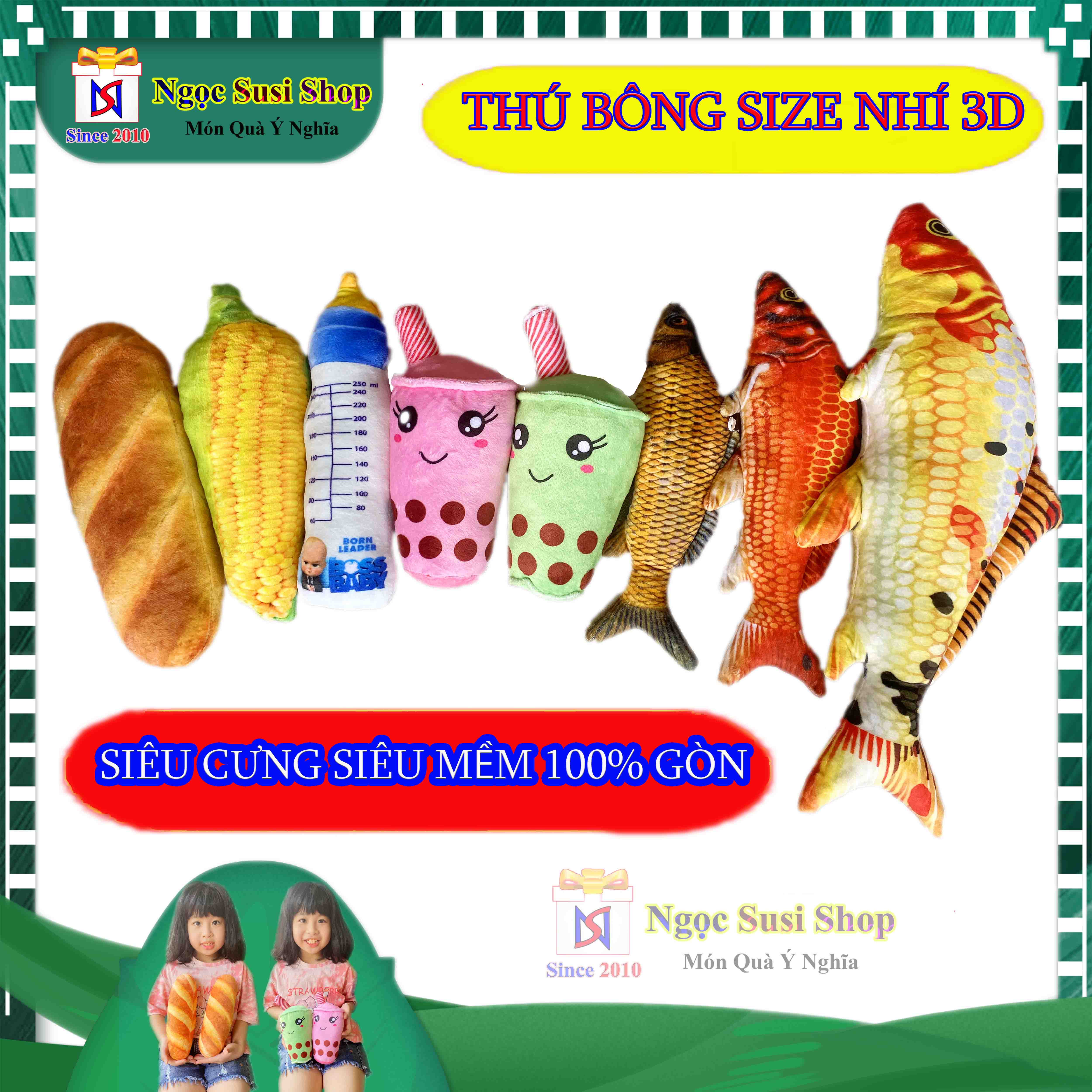 [DỄ THƯƠNG] GẤU BÔNG 3D SIZE NHÍ BÁNH MÌ TRÀ SỮA BÌNH SỮA TRÁI BẮP CHO BÉ SIÊU CƯNG - THÚ BÔNG 3D CHO BÉ