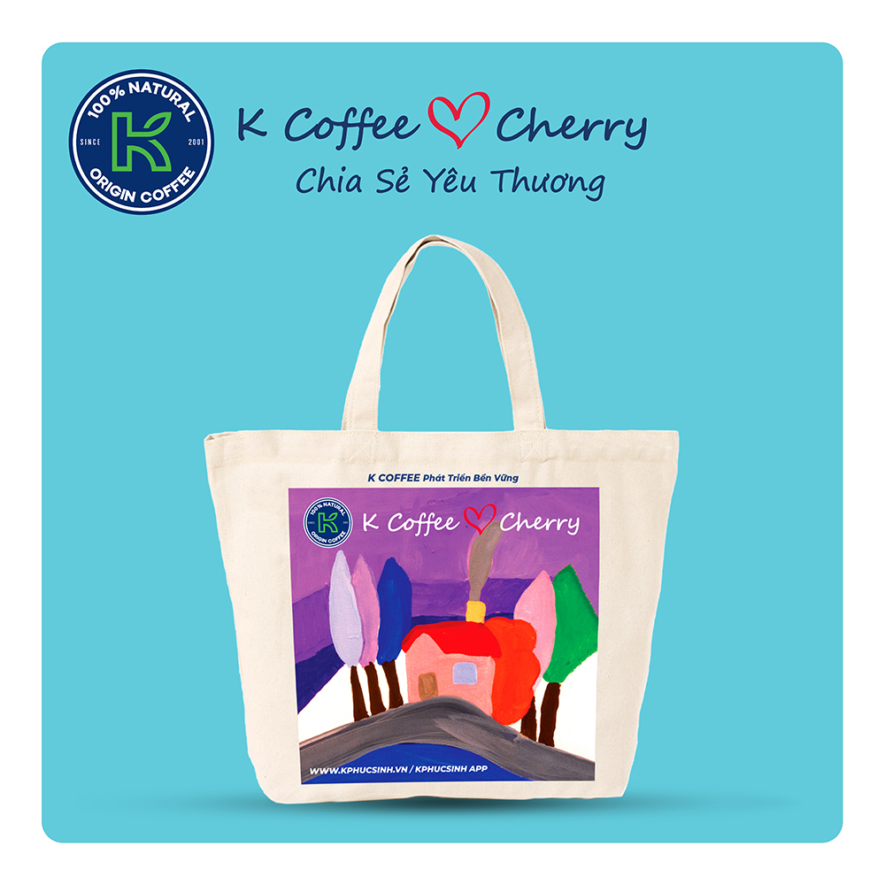 Túi Canvas K Coffee x Cherry - Chia Sẻ Yêu Thương - Túi Gây Quỹ Từ Thiện