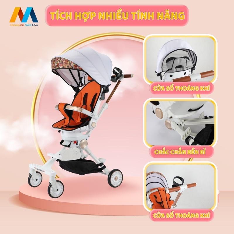 Xe Đẩy Mommykids Minh Chau , gấp gọn đảo chiều Ghế xoay 360 độ, tùy chỉnh nhiều độ nghiêng khác nhau