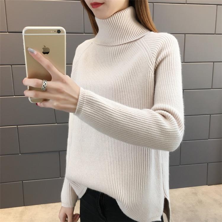 Áo len gần form rộng cổ lọ trẻ trung, chất len dày dặn ấm áp, thời trang phong cách Hàn
