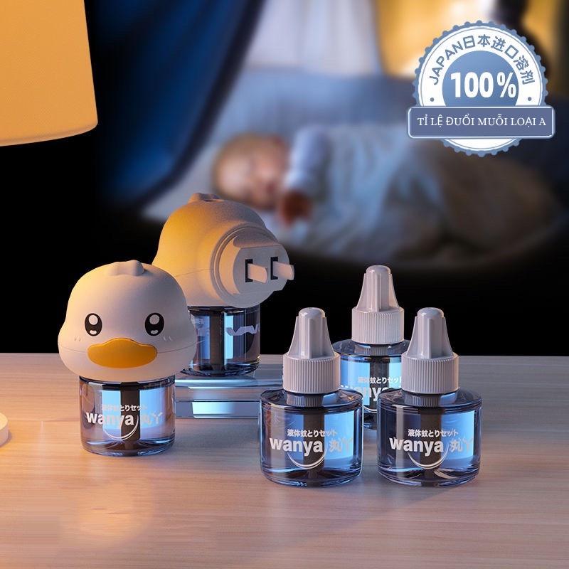 Tinh Dầu Đuổi Muỗi Nhật Bản cao cấp Wanya Baby, Máy Đuổi Muỗi khuếch Tán Tinh Dầu 1 máy 4 lọ
