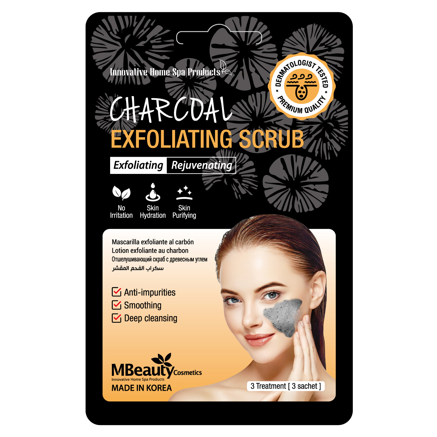 6 MIẾNG KEM TẨY TẾ BÀO CHẾT TRẺ HÓA LÀN DA, CHIẾT XUẤT TỪ THAN HOẠT TÍNH - MBEAUTY CHARCOAL EXFOLIATING SCRUB