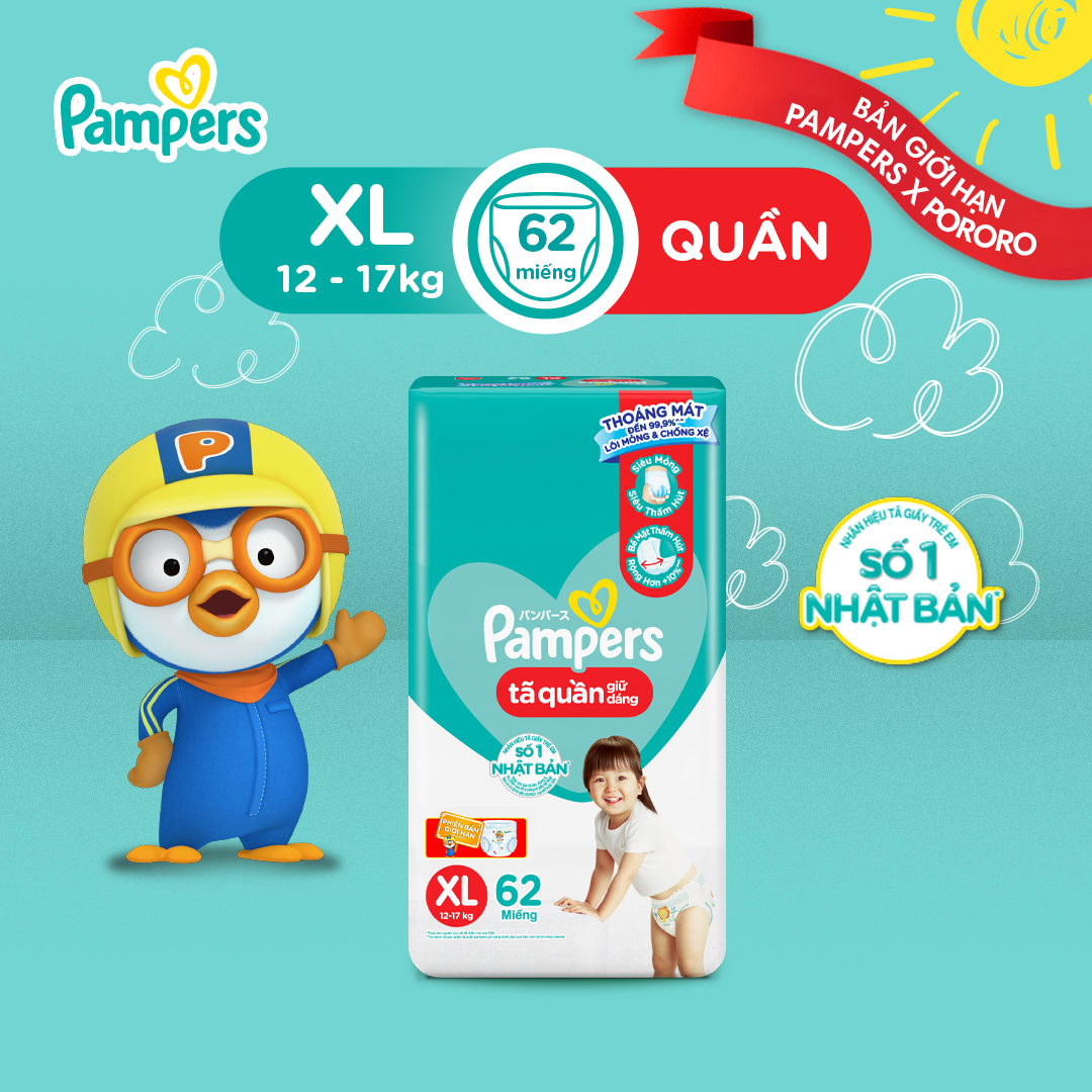 Tã/ Bỉm Quần PAMPERS Giữ Dáng Gói Cực Đại Size M/ L/ XL / XXL , Chống Xệ