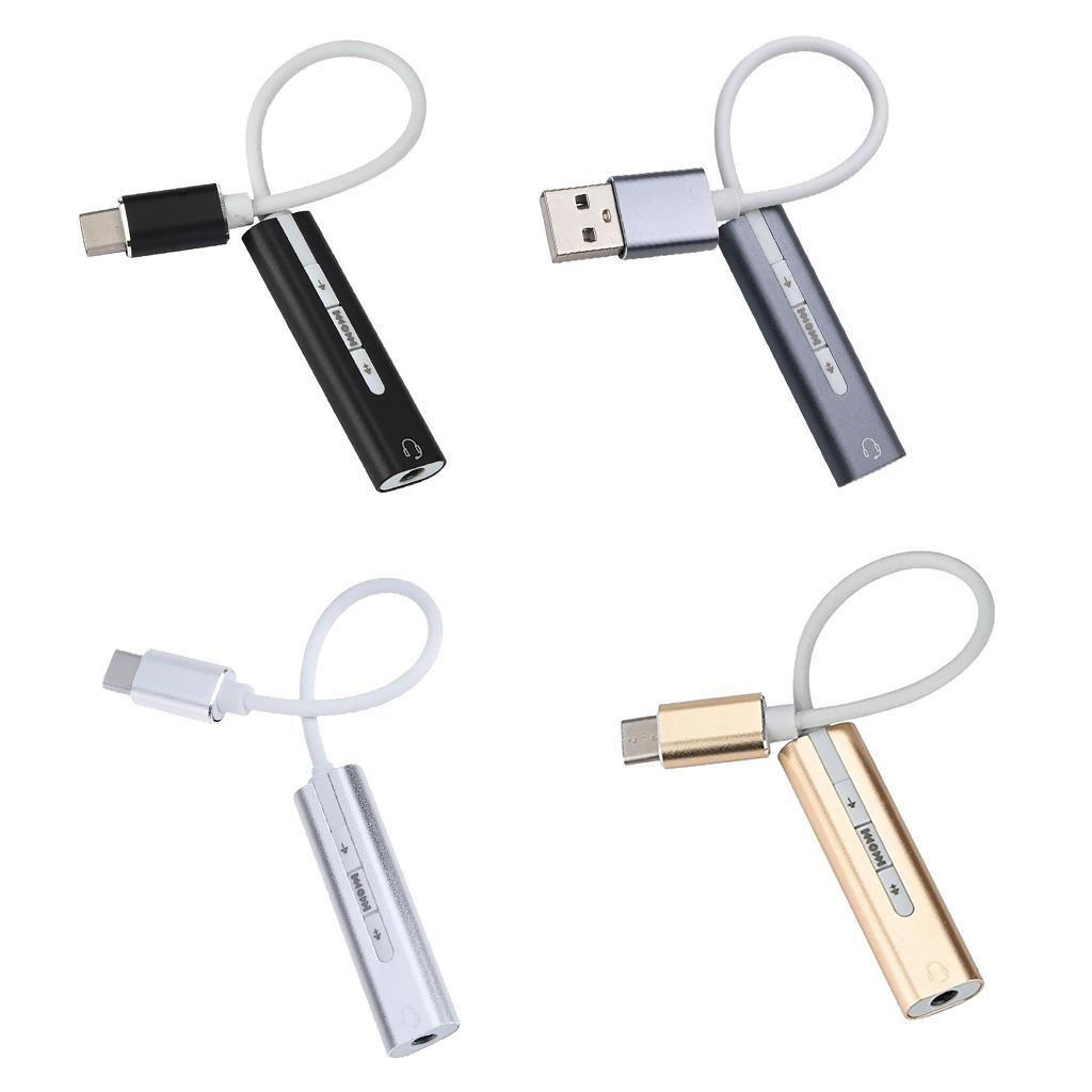 USB Type-C to Aux Audio 3.5mm Jack Headphone Microphone Adapter