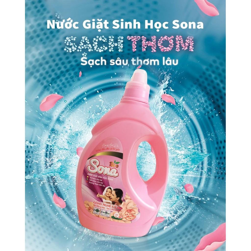 Nước Giặt Xả Sinh Học Sona Hương Comfort/Hương Anh Đào 3.6kg, Đánh Bay Vết Bẩn, Lưu Hương Bền Lâu, Kháng Khuẩn