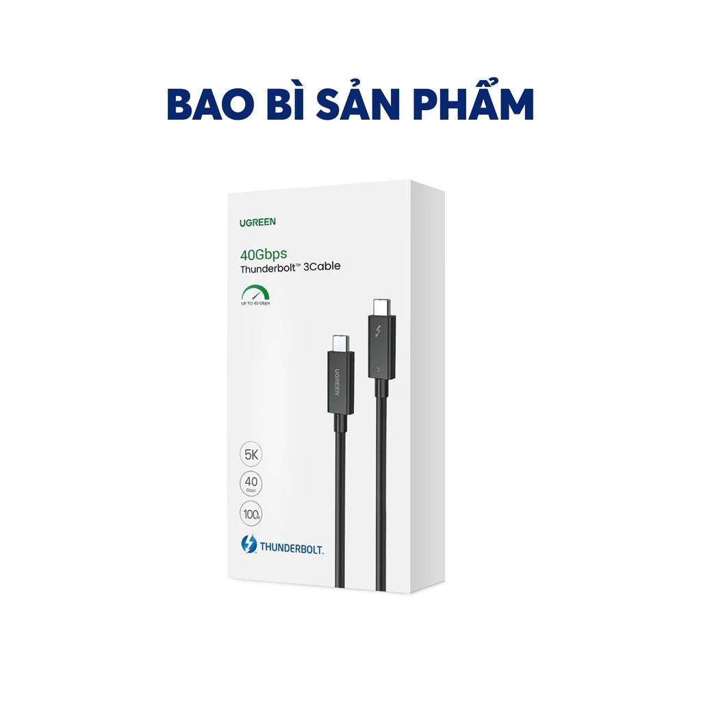 THUNDERBOLT 3 (USB Type-C Gen 3) truyền dữ liệu 40Gbps, xuất hình ảnh 5K60Hz, sạc 100W, dài 0.5-2m UGREEN US341 - Hàng chính hãng