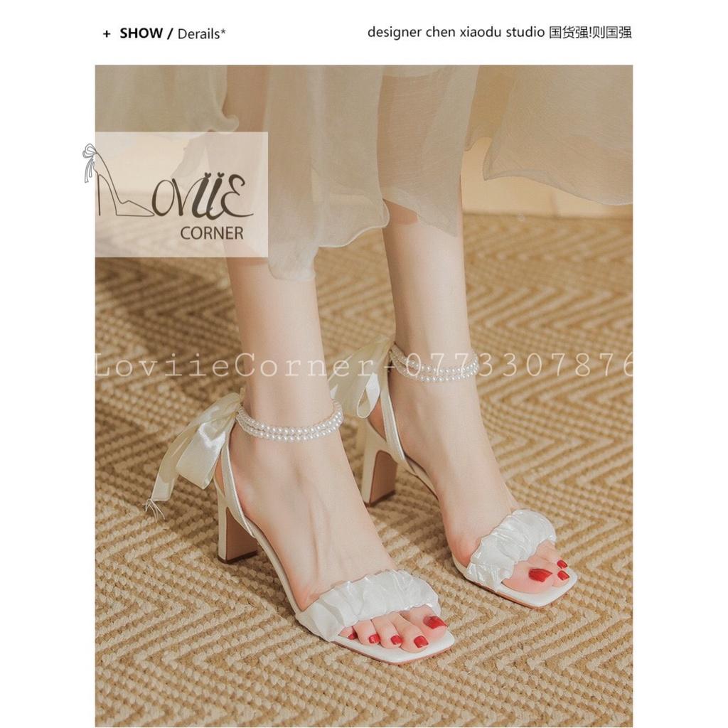 SANDAL CAO GÓT LOVIIECORNER - GIÀY THỜI TRANG QUAI NGANG BÈO NHĂN - GUỐC NỮ HẬU SAU KẾT NƠ NỮ TÍNH G220722