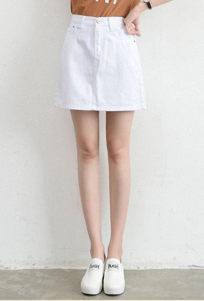 Chân váy JEAN nữ ngắn cạp cao dễ thương năng động -CV19 - trắng - S